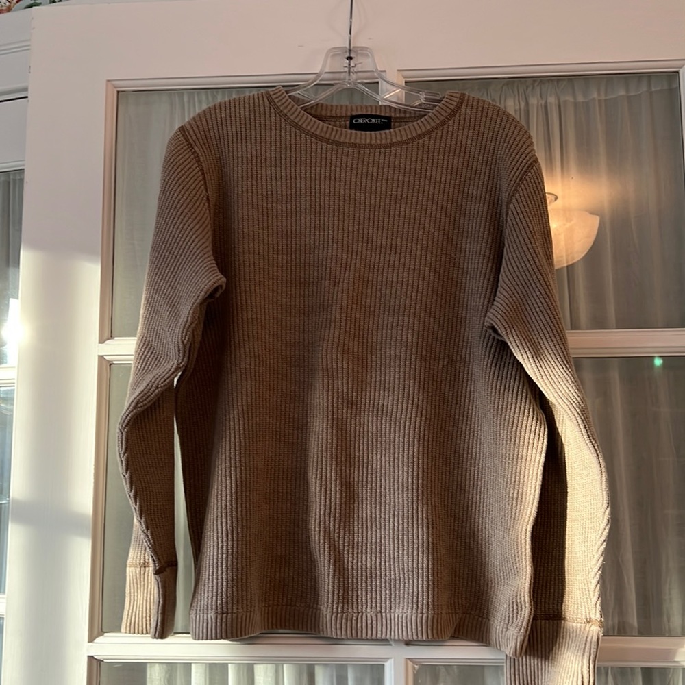 Tan cotton crewneck sweater